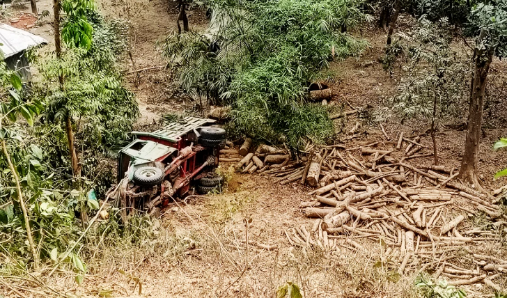 বান্দরবানে লাকড়ি বোঝাই ট্রাক খাদে, চালকসহ নিহত-২